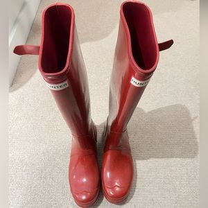 Hunter, Women's Original Tall Gloss Rain Boots, Red, Size 10
